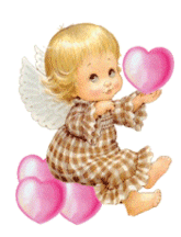 Aniołek z balonami w kształcie serc